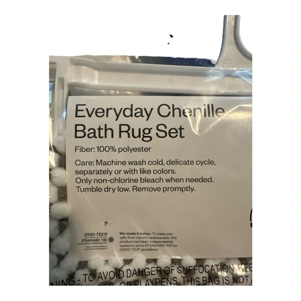 Room Essentials Everyday Chenille Bath Rug Set 2pc 17”x24” Non-Skid